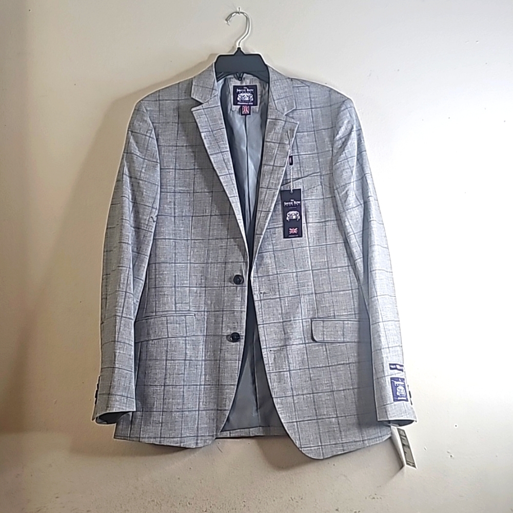The Savile Row & Co. Mens Hoxton Blazer/Sports Coat, Grey, Size 38R